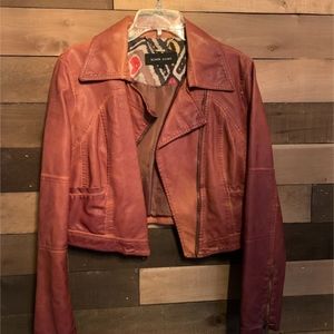 Cropped Brown Leather Jacket